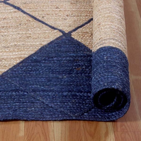 Hand Braided Jute Blue Geometric Area Rug - Image 4