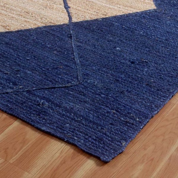 Hand Braided Jute Blue Geometric Area Rug - Image 5
