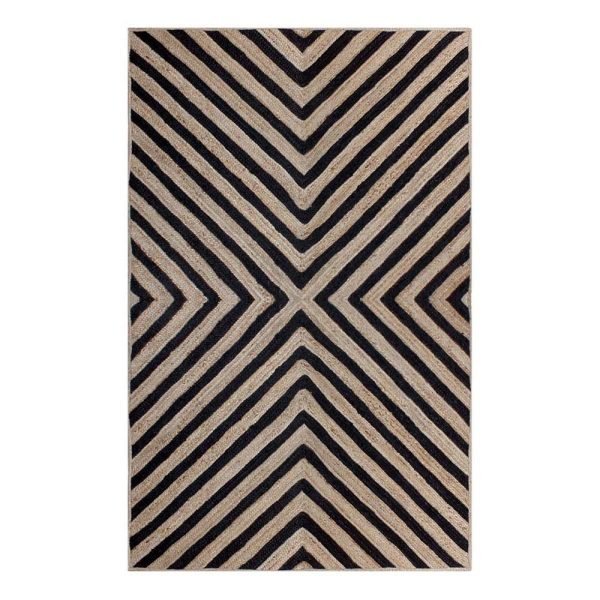 Indian Handmade Beautiful Beige Black Jute Large Rug