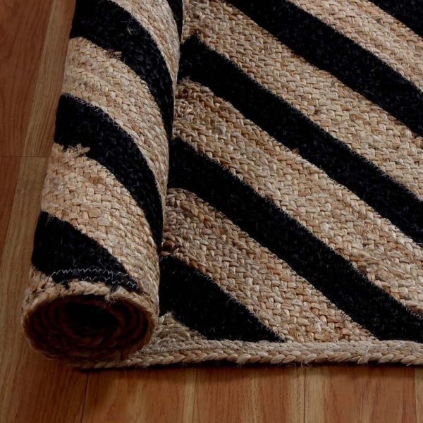 Indian Handmade Beautiful Beige Black Jute Large Rug - Image 4
