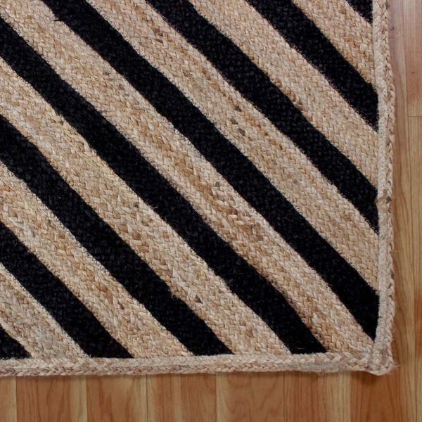 Indian Handmade Beautiful Beige Black Jute Large Rug - Image 5