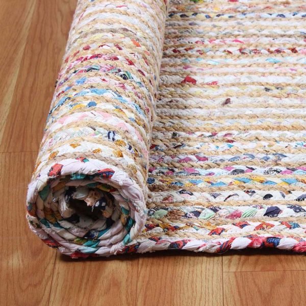 Hand Braided Multicolor Runner Cotton Jute Rug - Image 4