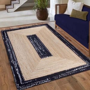 Handmade Bordered Cotton Jute Large Area Rug