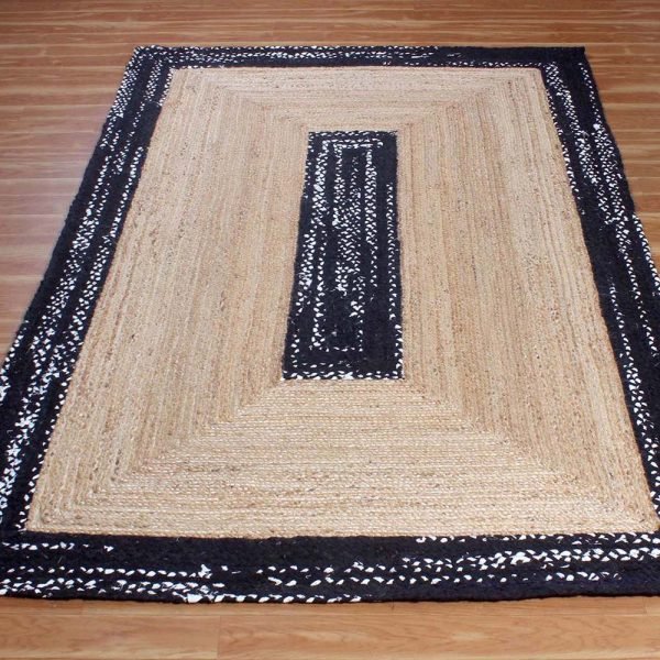 Handmade Bordered Cotton Jute Large Area Rug - Image 3