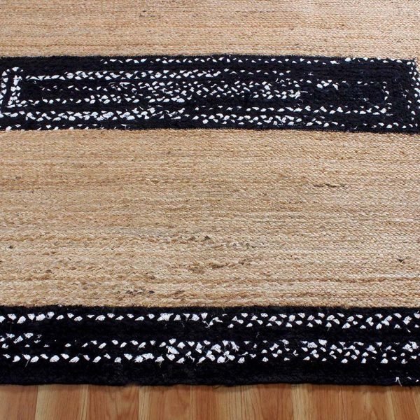 Handmade Bordered Cotton Jute Large Area Rug - Image 4