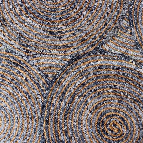 Hand Braided Cotton Jute Blue Area Rug - Image 6