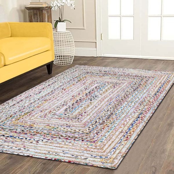 Multicolor Handmade Cotton Jute Garden Area Rug - Image 2