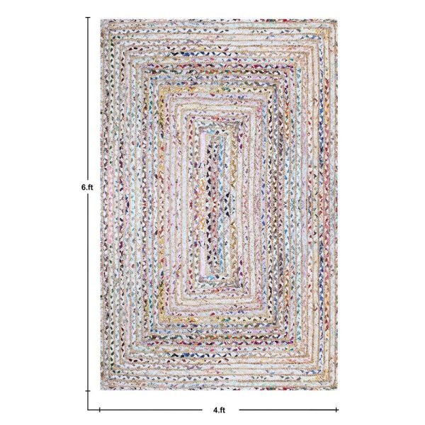 Multicolor Handmade Cotton Jute Garden Area Rug - Image 5