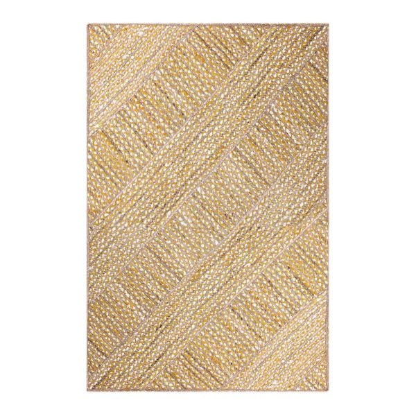 Hand Braided Yellow Cotton Jute Area Rug