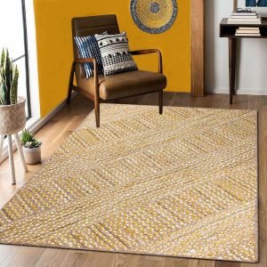 Hand Braided Yellow Cotton Jute Area Rug