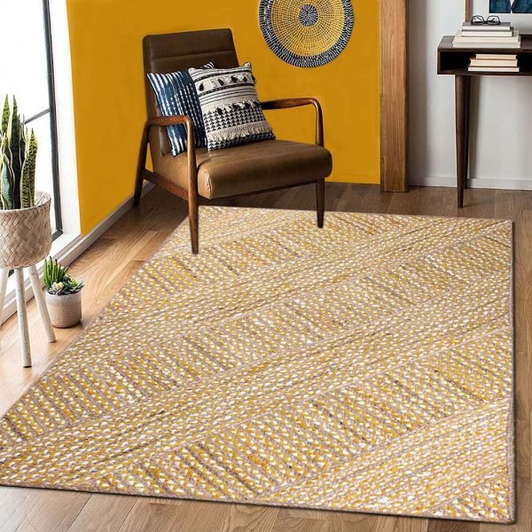 Hand Braided Yellow Cotton Jute Area Rug - Image 2