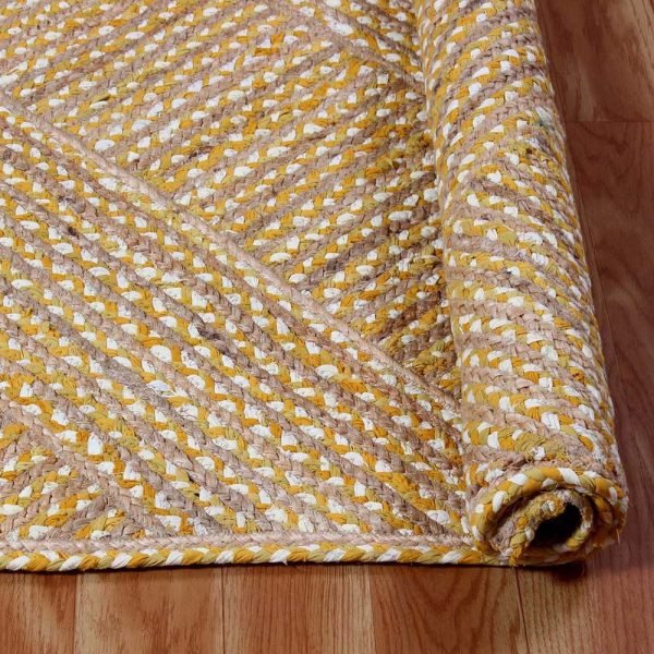 Hand Braided Yellow Cotton Jute Area Rug - Image 3