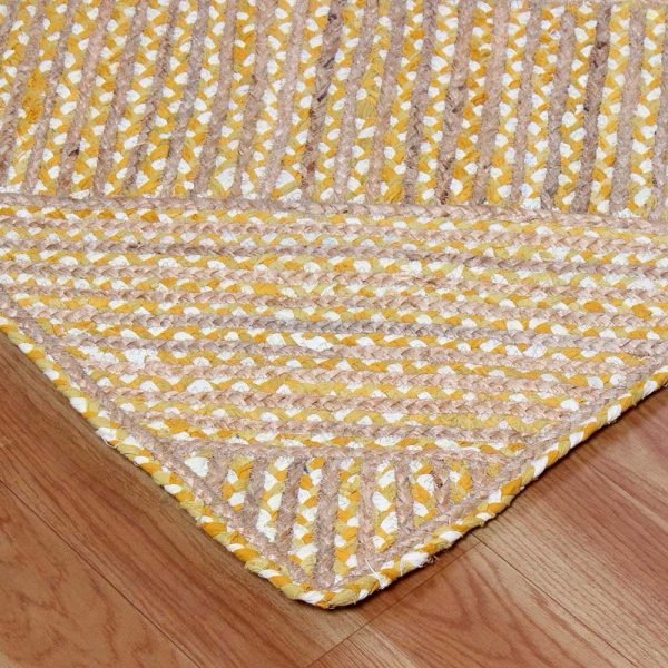 Hand Braided Yellow Cotton Jute Area Rug - Image 4