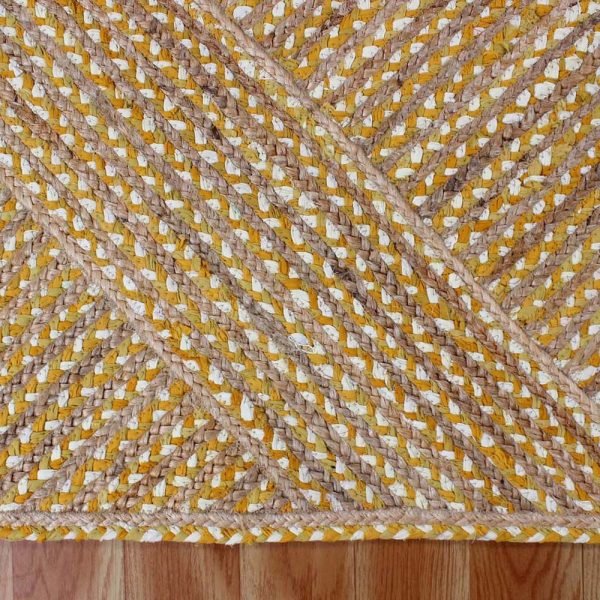 Hand Braided Yellow Cotton Jute Area Rug - Image 4