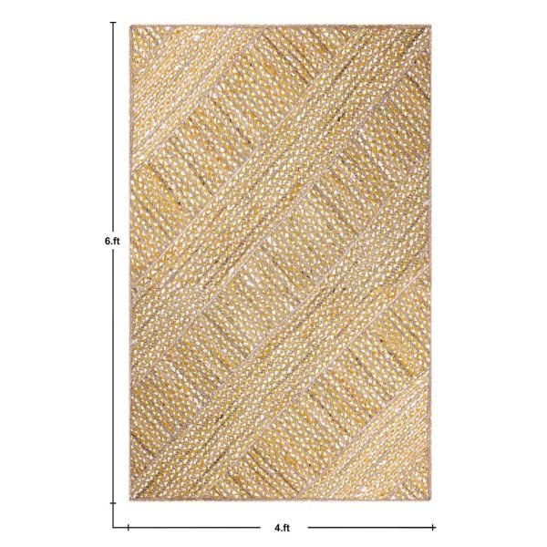 Hand Braided Yellow Cotton Jute Area Rug - Image 5