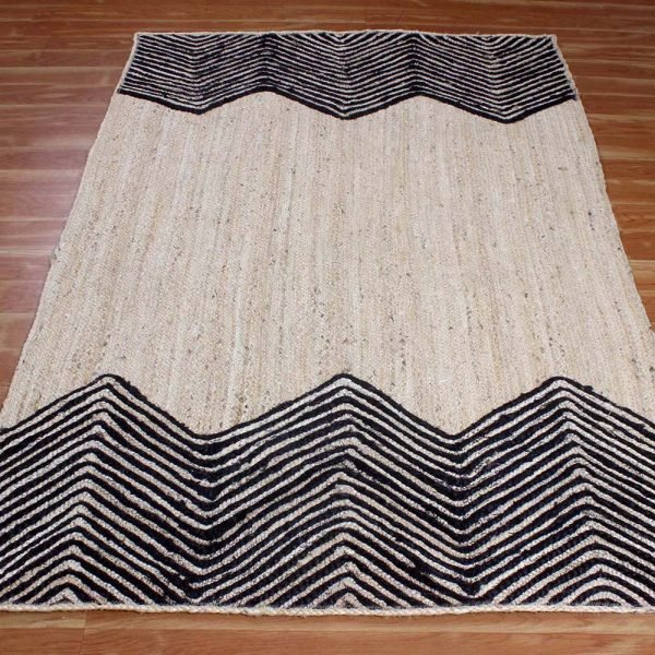 Hand Braided Black Beige Jute Dining Area Rug - Image 3