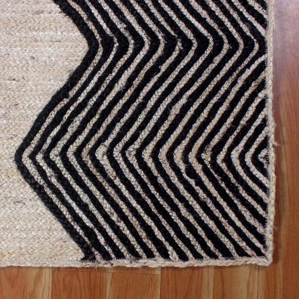 Hand Braided Black Beige Jute Dining Area Rug - Image 5