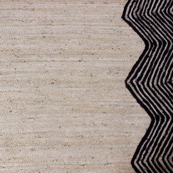 Hand Braided Black Beige Jute Dining Area Rug - Image 6