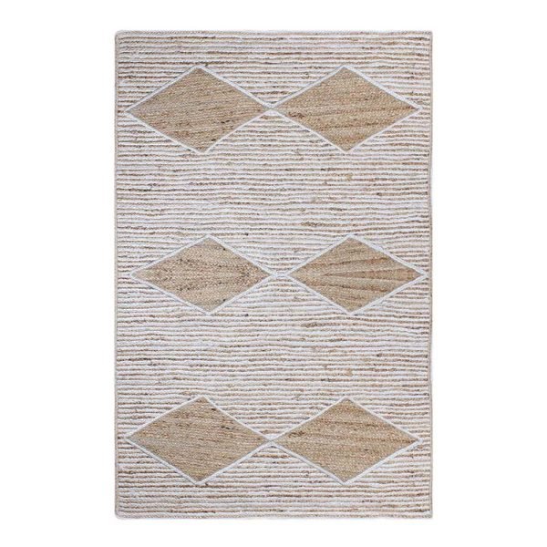 Hand Braided Beige Geometric Jute Area Rug