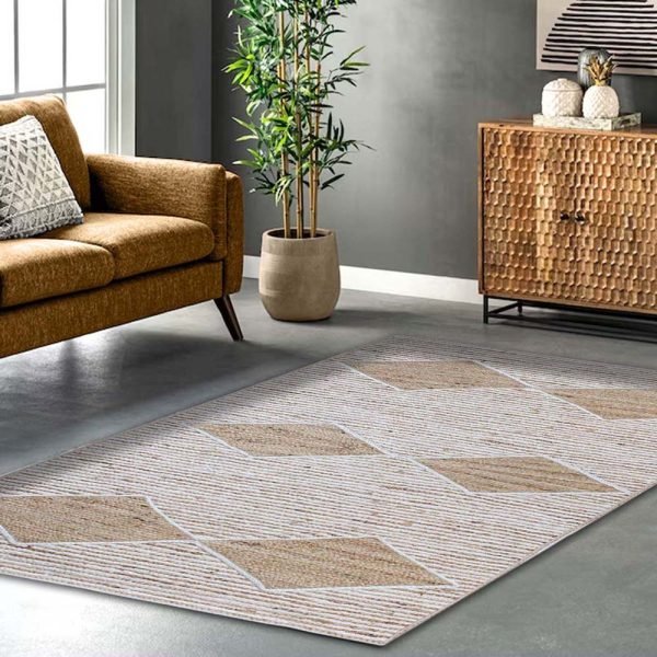 Hand Braided Beige Geometric Jute Area Rug - Image 2