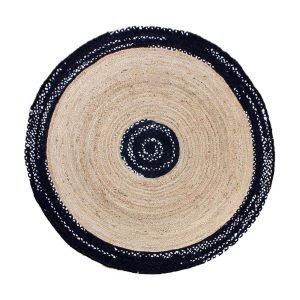 Cotton Jute Hand Braided Bordered Round Rug