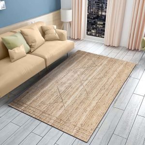 Handmade Beige Natural Jute Bordered Area Rug