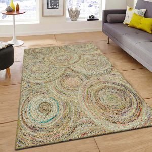 Natural Multicolor Cotton Jute Indian Garden Rug