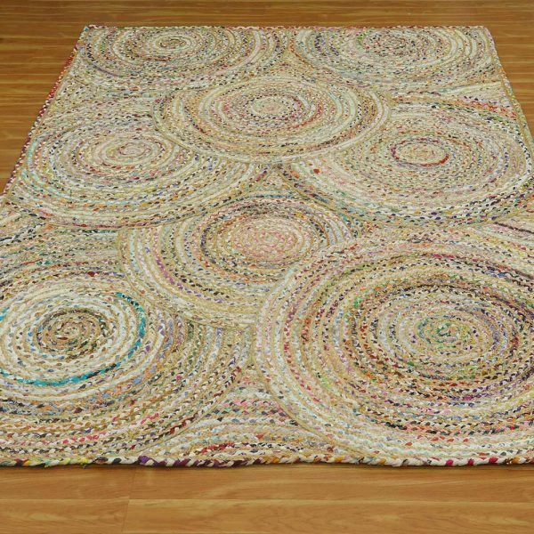 Natural Multicolor Cotton Jute Indian Garden Rug - Image 3