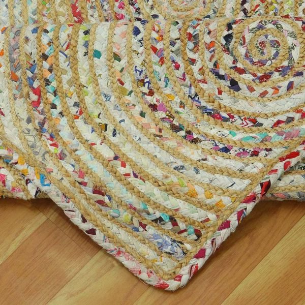 Natural Multicolor Cotton Jute Indian Garden Rug - Image 4