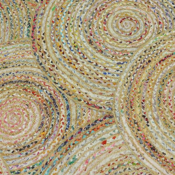 Natural Multicolor Cotton Jute Indian Garden Rug - Image 5