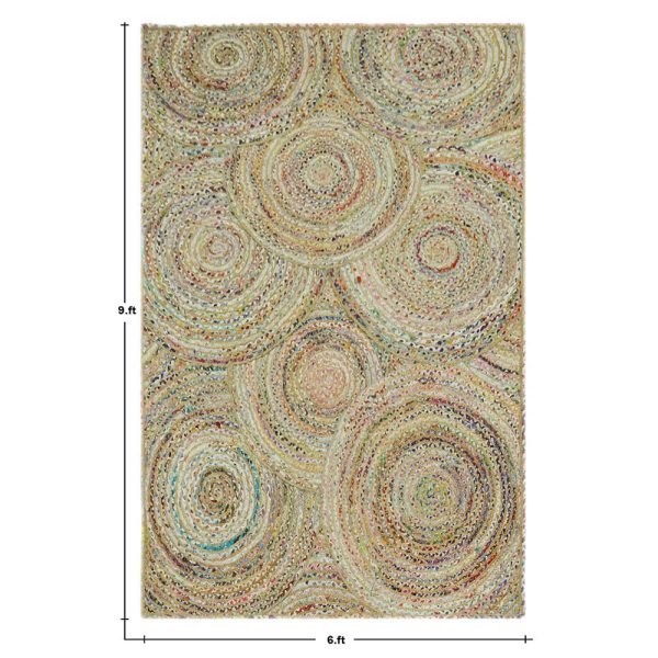 Natural Multicolor Cotton Jute Indian Garden Rug - Image 6