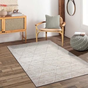 Handmade Geometric Beige Jute Large Area Rug