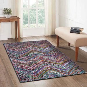 Hand Braided Cotton Multicolor Large Area Rug