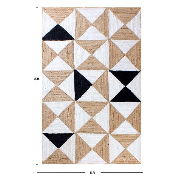 Hand Braided Geometric Beige Jute Area Rug - Image 5
