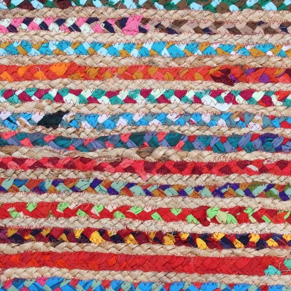 Cotton Jute Multicolor Hand Braided Round Living Room Rug - Image 4
