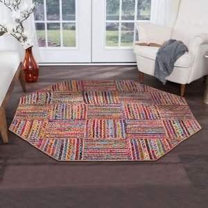 Hand Braided Multicolor Chindi Cotton Rug