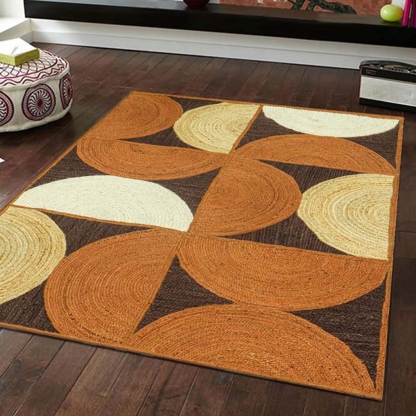 Handmade Geometric Brown Jute Area Rug - Image 2