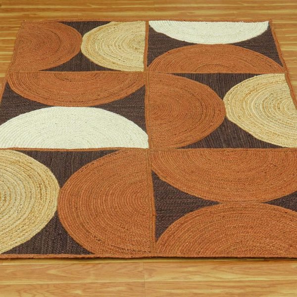 Handmade Geometric Brown Jute Area Rug - Image 3