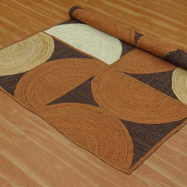 Handmade Geometric Brown Jute Area Rug - Image 4