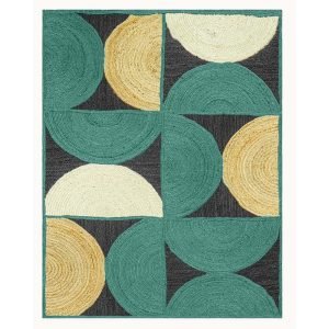Handmade Jute Green Geometric Area Rugs