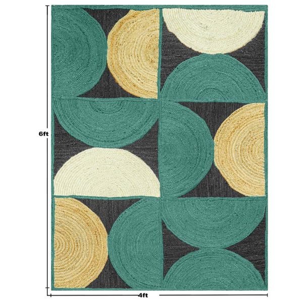 Handmade Jute Green Geometric Area Rugs - Image 6
