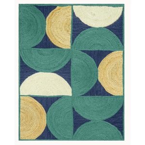 Hand Braided Modern Rug Green Blue Area Jute Rugs