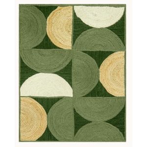 Hand Braided Jute Green Beige Modern Area Rug