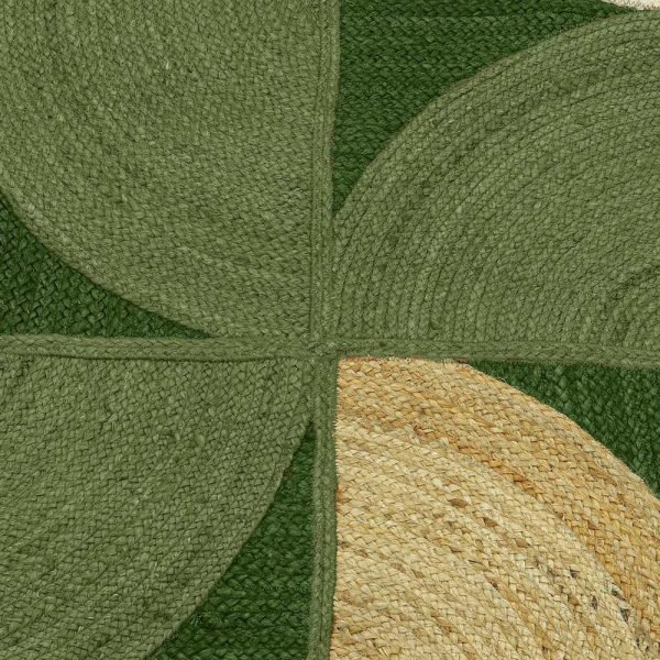 Hand Braided Jute Green Beige Modern Area Rug - Image 4