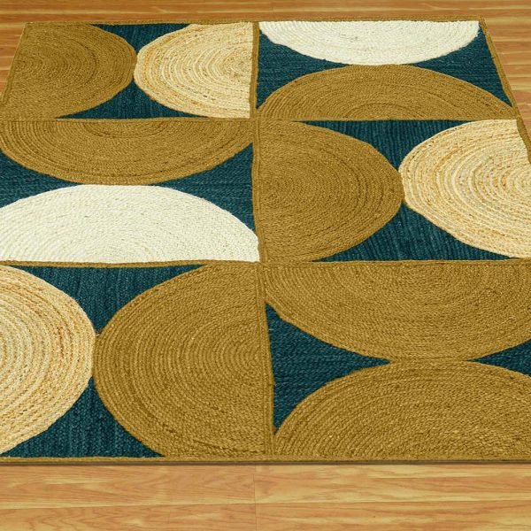Hand Braided Jute Yellow Geometric Area Rugs - Image 3