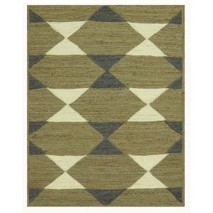 Hand Braided Green Jute Geometric Area Rug