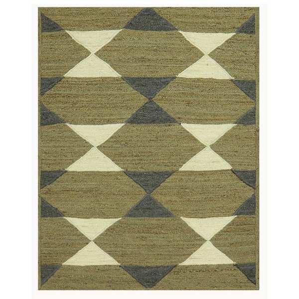 Hand Braided Green Jute Geometric Area Rug
