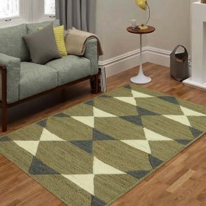Hand Braided Green Jute Geometric Area Rug