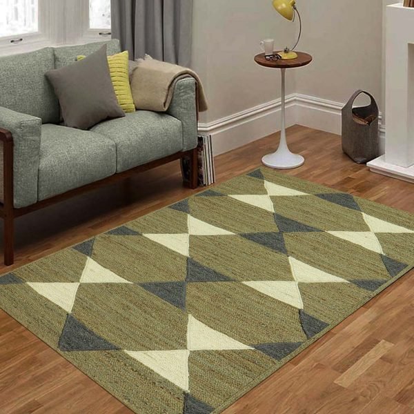 Hand Braided Green Jute Geometric Area Rug - Image 2