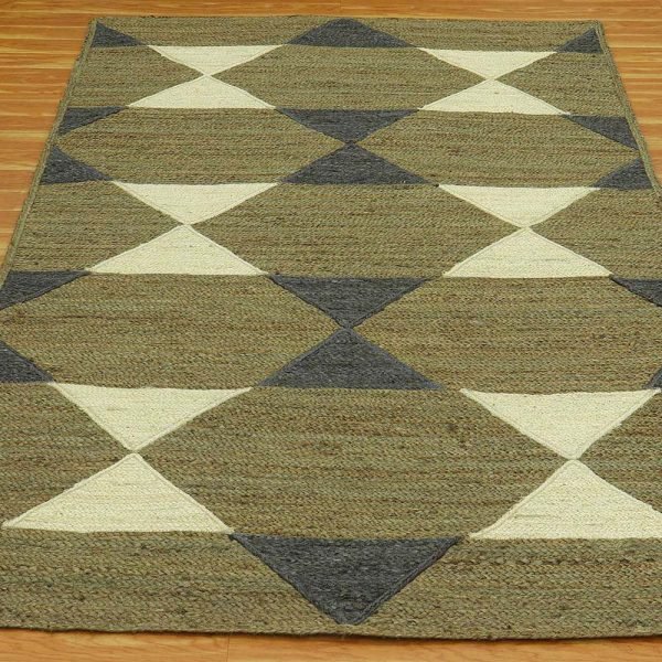 Hand Braided Green Jute Geometric Area Rug - Image 3
